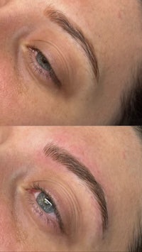 a woman's eyebrows before and after treatment